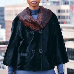 1950s/60s Mink Fur Collar Cropped Jacket Size M